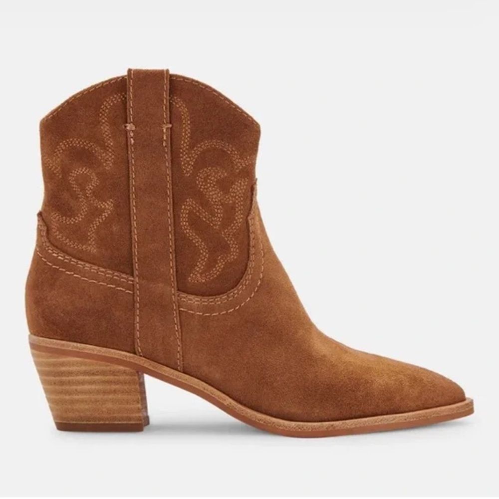 Dolce Vita Solow Suede Pointed Toe Cowboy Western Boots Suede Brown Tan 7.5 - Picture 12 of 12
